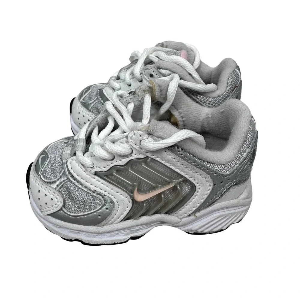 Nike Baby 2.5C Toddler Gray Silver Pink Retro Sneakers 308059-061 Y2K Kids